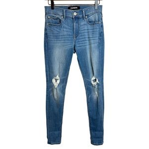 Express Distressed Mid Rise Skinny Jean Leggings